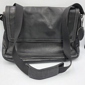 Vintage Wilson's Black Leather Laptop Bag Messenger Brief-Case Shoulder Strap